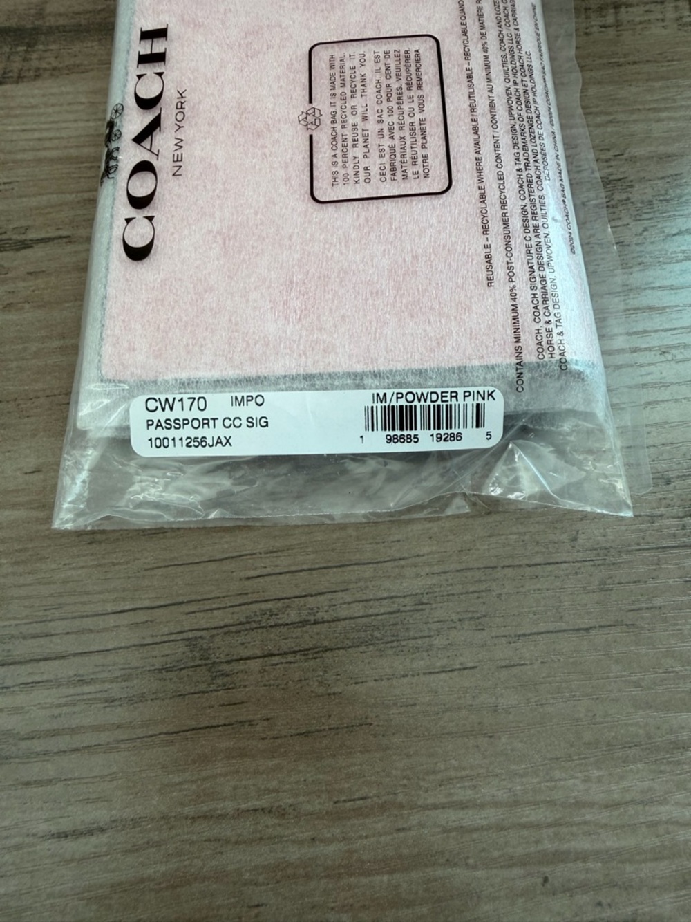 Coach Powder Pink Passport Card Case In Signature Canvas - Picture 8 of 8